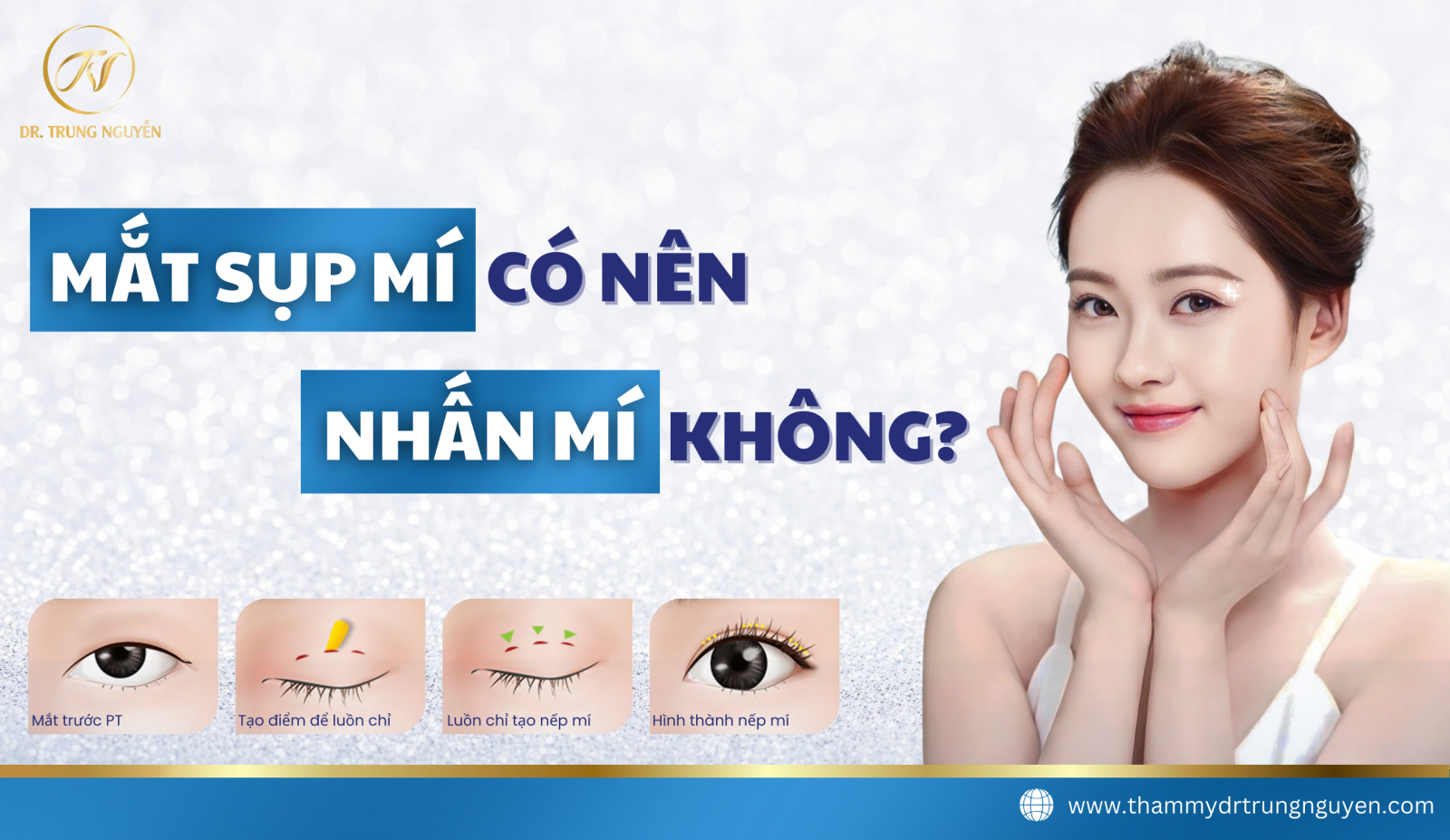 Mắt sụp mí có nên nhấn mí không?